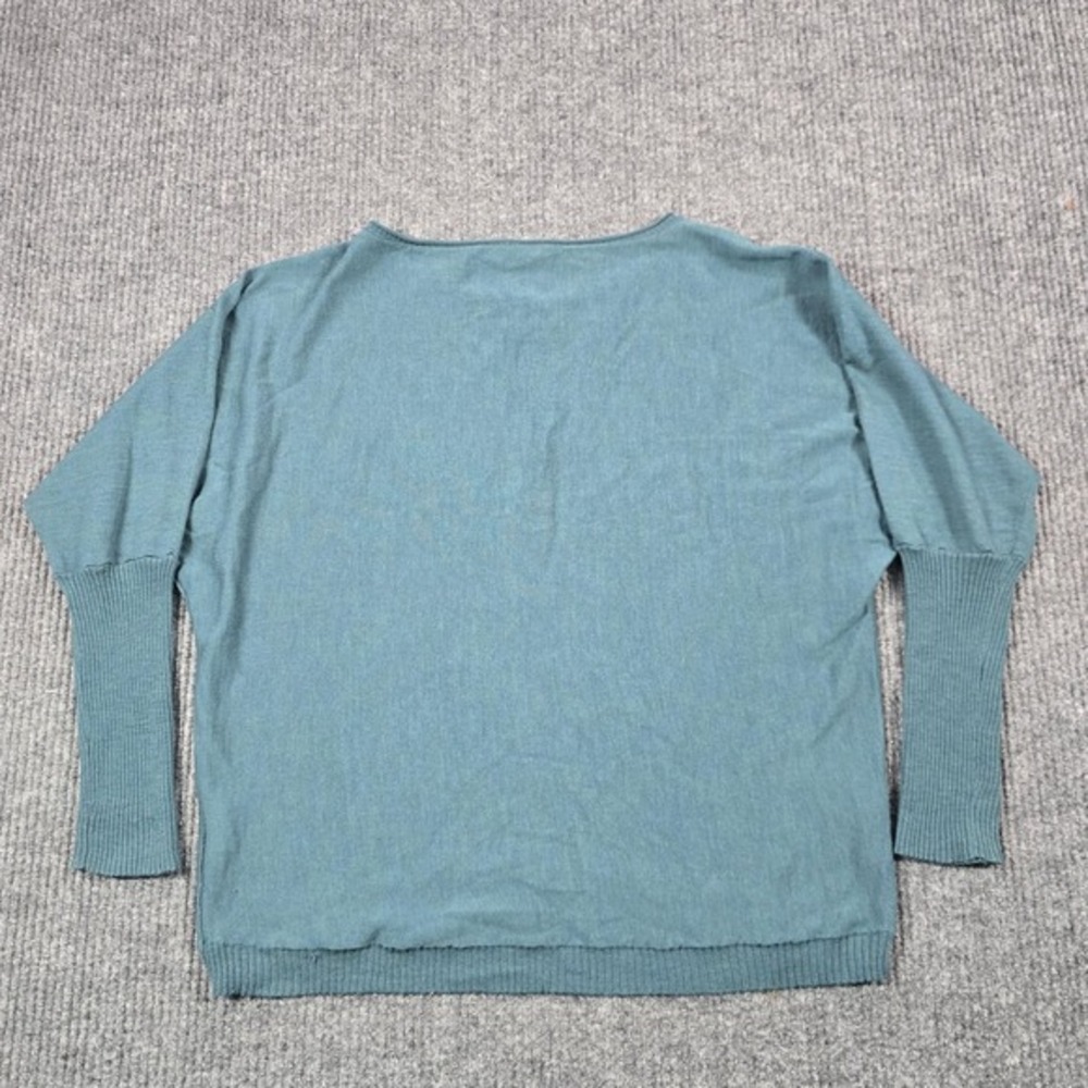 Eileen Fisher Sweater Pullover Womens Medium Green 100% Merino Wool Dolman - Picture 2 of 9